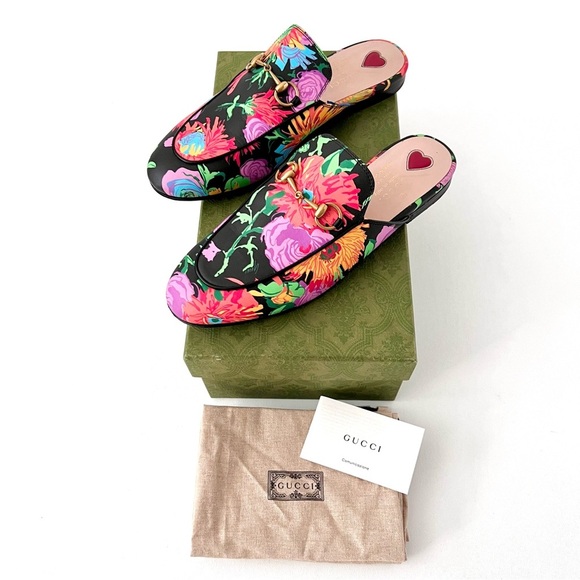 GUCCI || Princetown Ken Scott Infinity Jenni Floral Horsebit Loafers Mules Slide - Picture 2 of 13